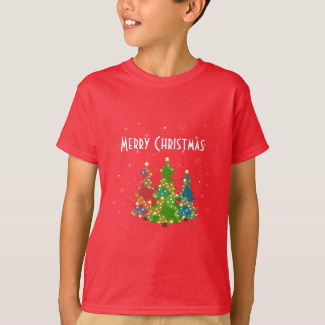 Camiseta Árboles navideños copas de nieve Whimsical Diversi (Anverso)