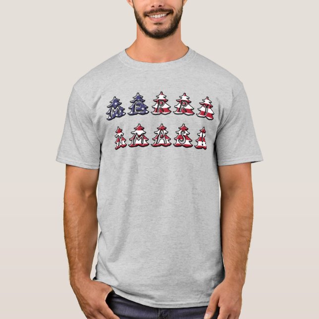 Camiseta Árboles navideños patrióticos Merry XMAS (Anverso)