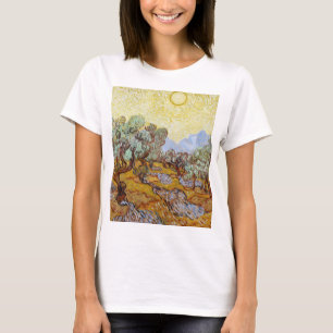 Camiseta Árboles olivos con cielo y sol amarillos