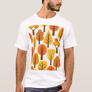 Camiseta Árboles otoñales, patrón sin costuras.