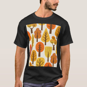 Camiseta Árboles otoñales, patrón sin costuras.