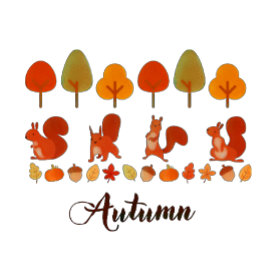 Camiseta Árboles otoñales y ardillas