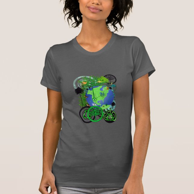 Camiseta Árboles reciclados mundiales Continentes Tierra (Anverso)