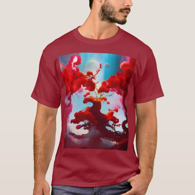 Camiseta Árboles rojos abstractos (Anverso)