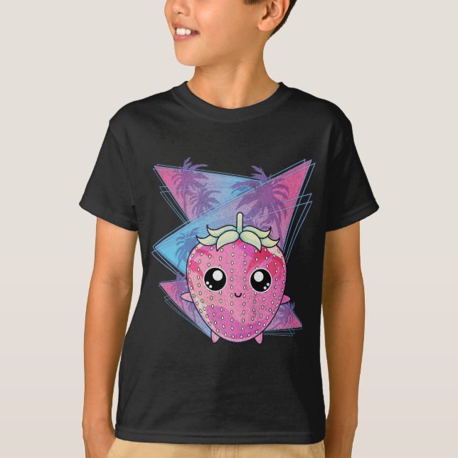 Camiseta Árboles tropicales de Berry Rojo Vaporwave Kawaii  (Anverso)