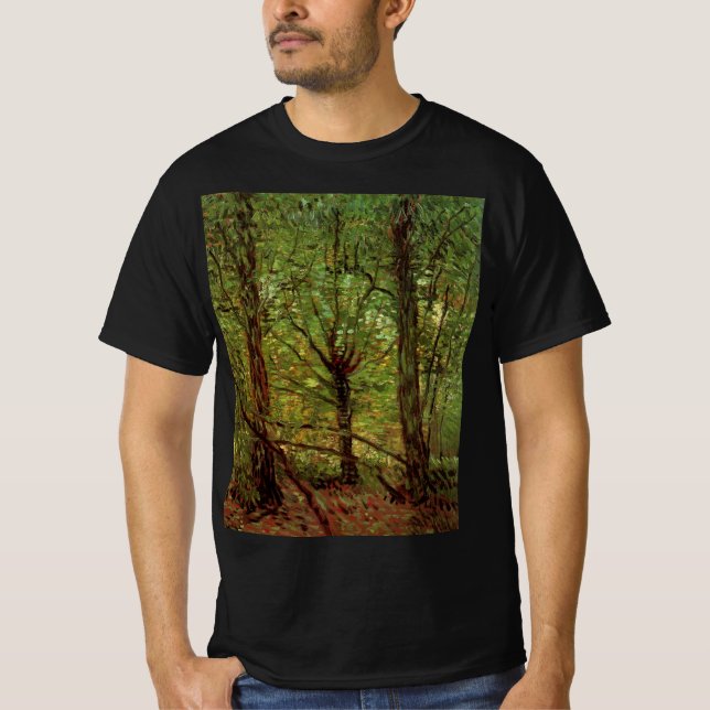 Camiseta Árboles y subcrecimiento por Vincent van Gogh (Anverso)