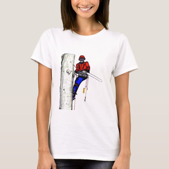 Camiseta Arborismo de cirujano árbol en el trabajo actual d (Anverso)