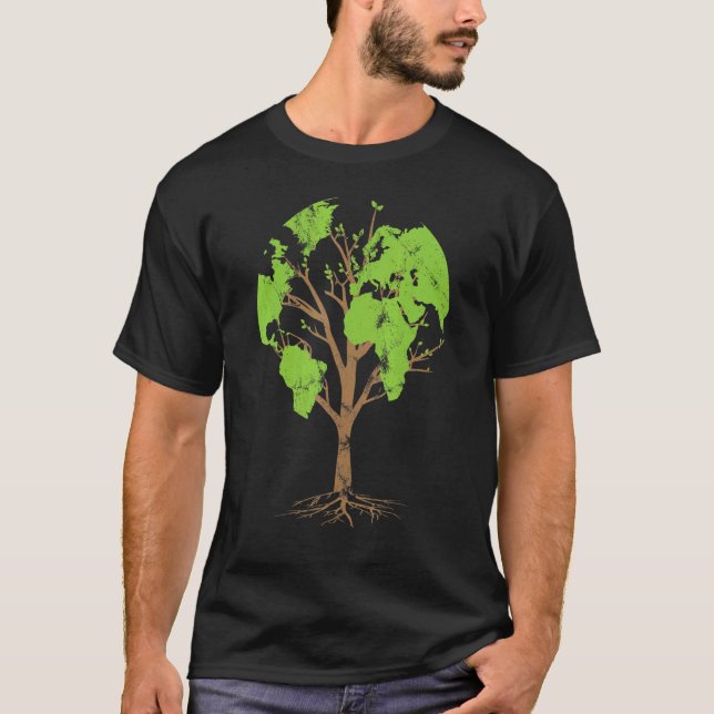 Camiseta Arborist Gardener Tree World Map Nature (Anverso)