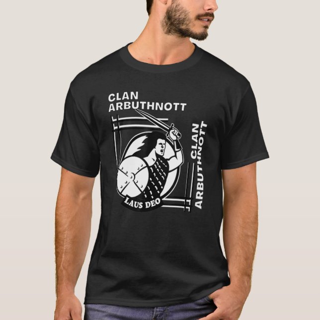 Camiseta Arbuthnott Clan Gaelic Motto Swordsman (Anverso)
