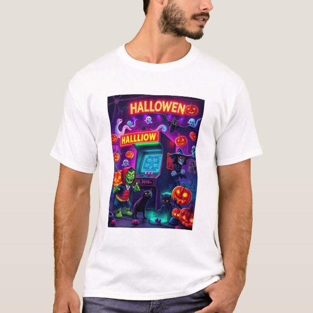 Camiseta Arcade de Monstruos de Halloween (Anverso)