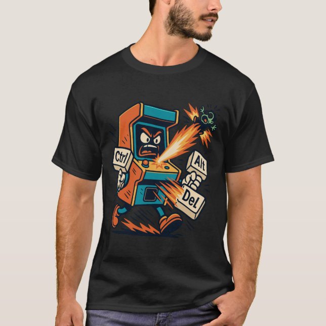 Camiseta Arcade Fighter Ctrl Alt Del Design (Anverso)