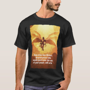 Camiseta Arcángel Miguel Seis Alas   Versículo Negro