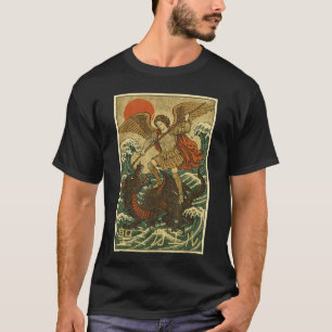 Camiseta Arcángel San Miguel Dragón Estilo Japonés Católico