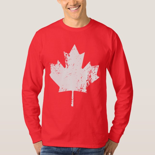 Camiseta Arce de la bandera de Canadá del Grunge - blanco (Anverso)