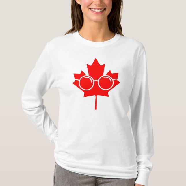 Camiseta Arce rojo de Canadá más los vidrios (Anverso)