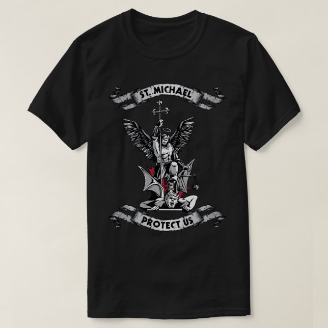 Camiseta Archangel Saint Michael Protege Nos Defendemos Muc (Diseño del anverso)
