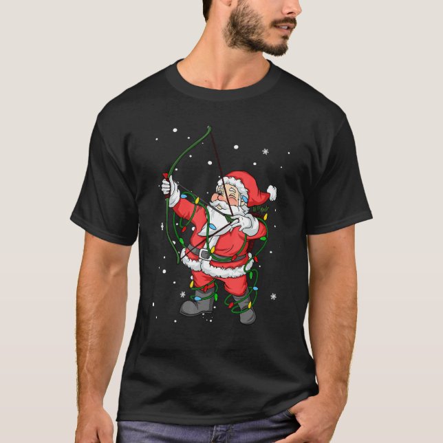 Camiseta Archer Bow Caza Santa Claus Luz del árbol de Navid (Anverso)