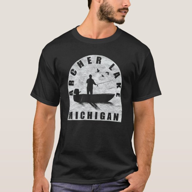 Camiseta Archer Lake Fishing Michigan (Anverso)