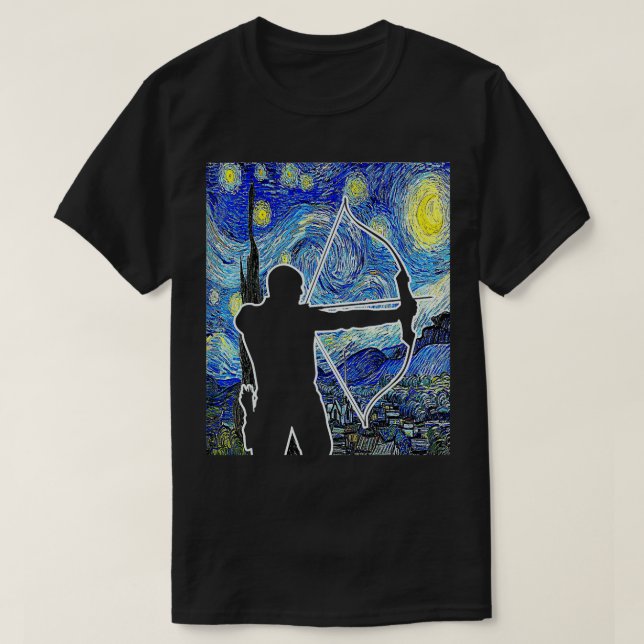 Camiseta Archer Starry Night Van Gogh Caza Arco (Diseño del anverso)