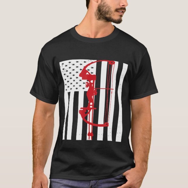 Camiseta Archery American Flag Usa Patriotic Bow Arrows Arc (Anverso)