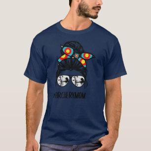 Camiseta Archery Mom Life Messy Bun Hair Glass