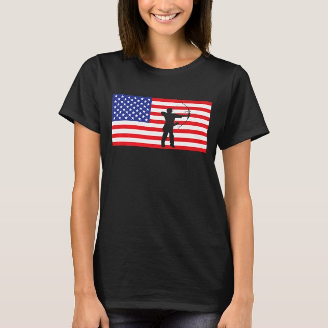 Camiseta Archery Usa Bandera Estadounidense Archer Jugador  (Anverso)