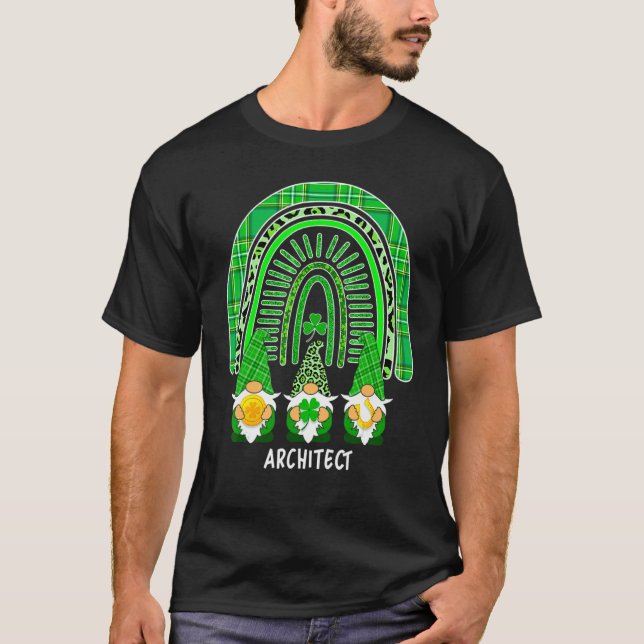 Camiseta Architect Gnome Rainbow Leopard Shamrock St Patric (Anverso)