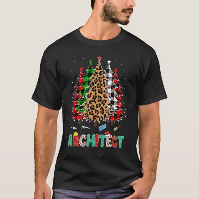 Camiseta Architect Leopard Red White Green Plaid Christmas  (Anverso)
