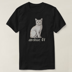 Camiseta Archivo Mínimo 01 Ilustración Artística de Gato