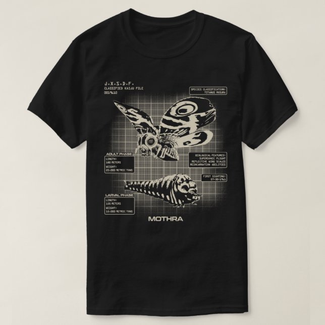 Camiseta Archivos de MOTHRA Kaiju (Diseño del anverso)
