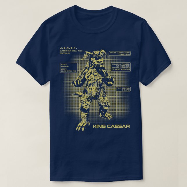 CAMISETA ARCHIVOS KING CAESAR KAIJU (Diseño del anverso)