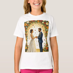 Camiseta Arco de boda romántico con rosas doradas para pare