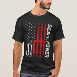 Camiseta Arco de cambio mecánico diesel con bandera estadou