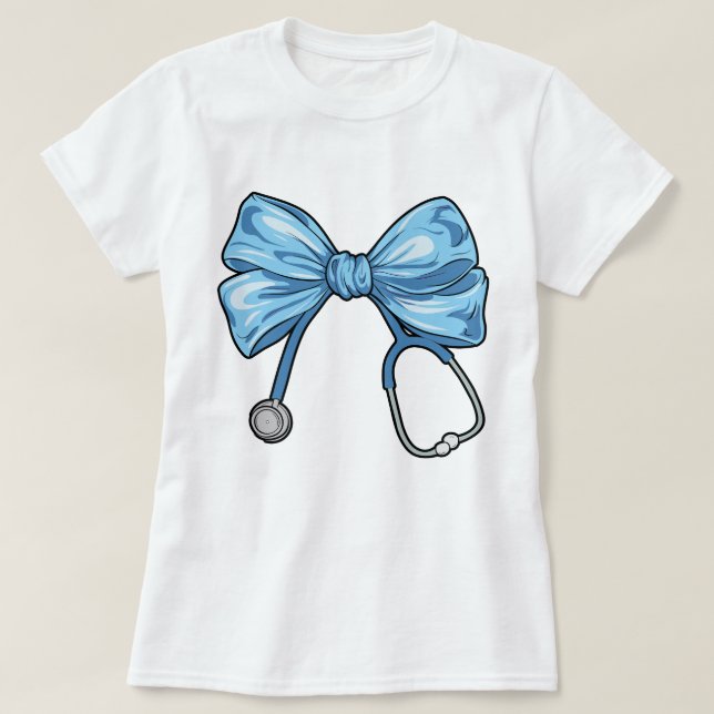 Camiseta arco de coqueta de la enfermera azul (Diseño del anverso)