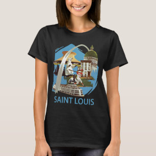 Camiseta Arco de la Puerta de Saint Louis Azul Viaje