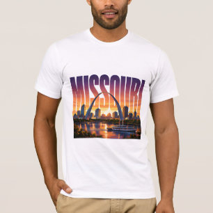 Camiseta Arco Gateway de Missouri Frente al río Skyline