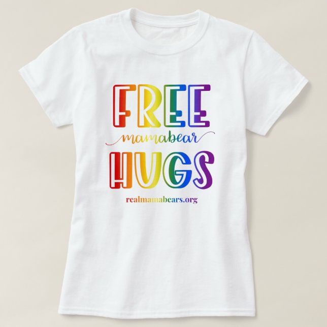 Camiseta arco iris de Abrazos gratis (Diseño del anverso)