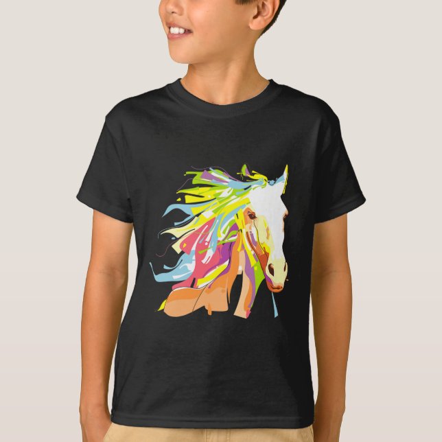 Camiseta Arco iris de cabeza de caballo (Anverso)