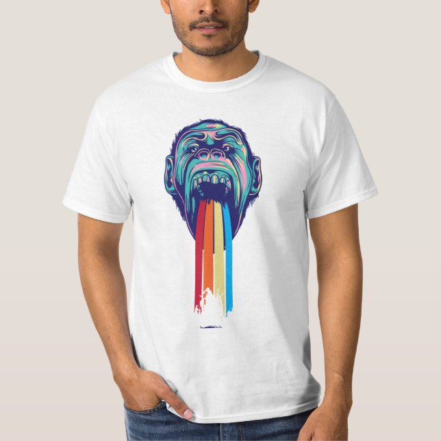 Camiseta Arco iris de griterío del mono (Anverso)