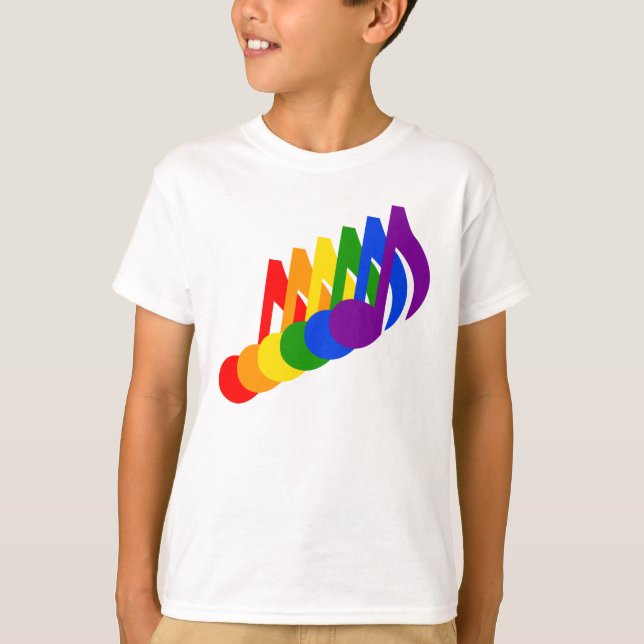 Camiseta Arco iris de notas musicales (Anverso)