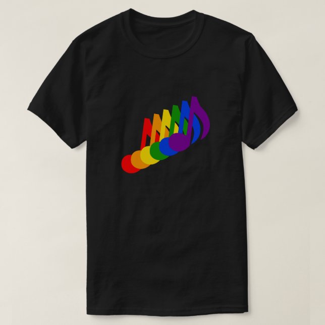 Camiseta Arco iris de notas musicales (Diseño del anverso)