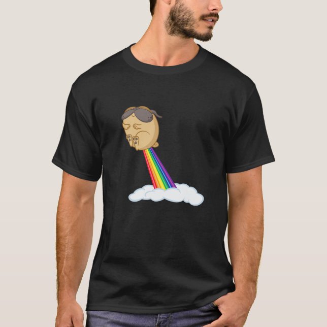 Camiseta Arco iris de Pug (Anverso)