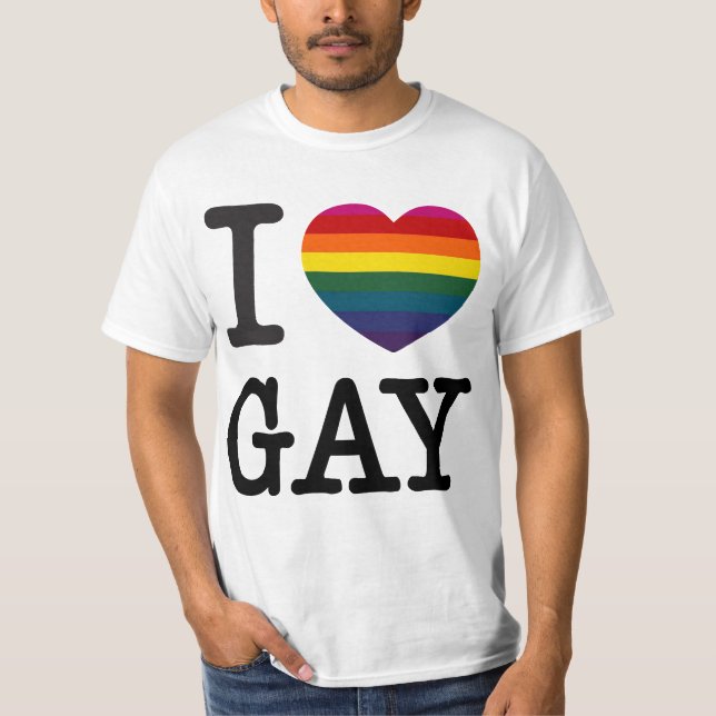 Camiseta Arco iris del gay del corazón I (Anverso)