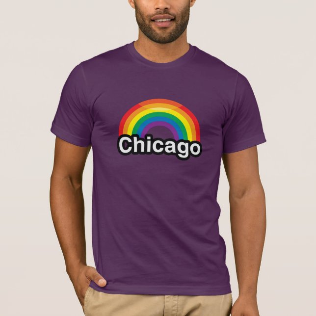 CAMISETA ARCO IRIS DEL ORGULLO DE CHICAGO LGBT - .PNG (Anverso)