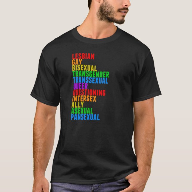 Camiseta Arco iris del orgullo gay de LGBTQQIAAP (Anverso)