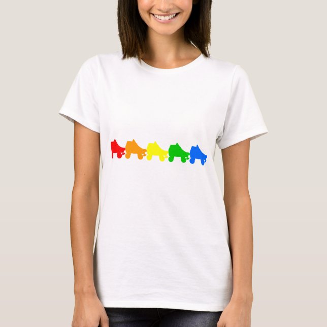 Camiseta arco iris del patín de ruedas (Anverso)