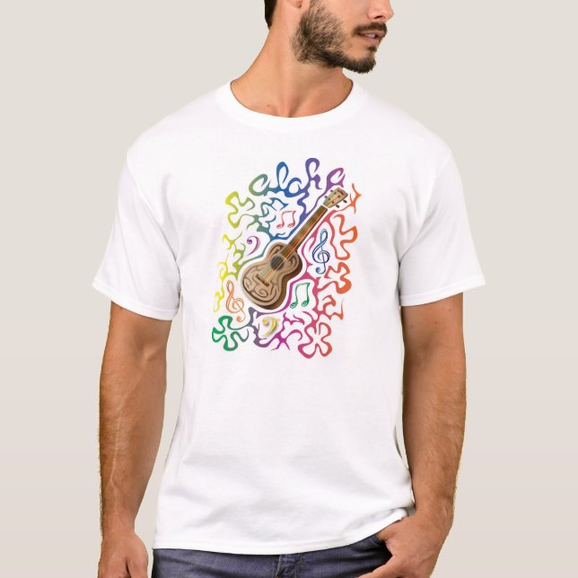 Camiseta Arco iris del Ukulele (Anverso)
