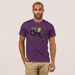 Camiseta Arco iris del unicornio del dragón que vuela a la