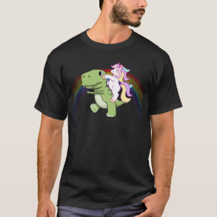 Camiseta Arco iris lindo del bebé T Rex del montar a