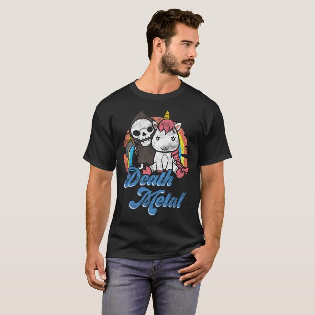 Camiseta Arco iris metalizado del unicornio de la muerte (Anverso completo)
